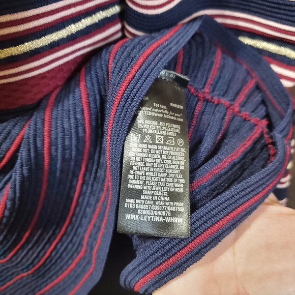 LAST CHANCE Ted Baker Metallic Striped Peplum Sweater - Picture 2 of 4